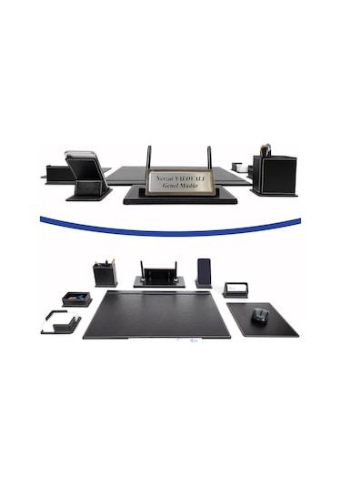 Prozenis Gönen İsimlikli Siyah Deri Sümen Takımı 8 Parça