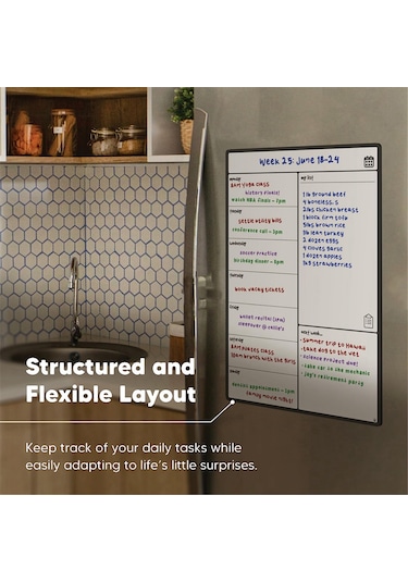 Buzdolabı Takvimi Yemek Planlayıcısı Ve Alışveriş Listesi Beyaz Tahta