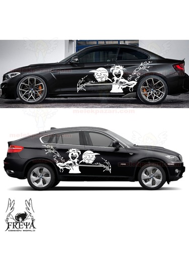 120X50cm-Samuray Kız Yan Kapı Oto Sticker, Samurai Girl