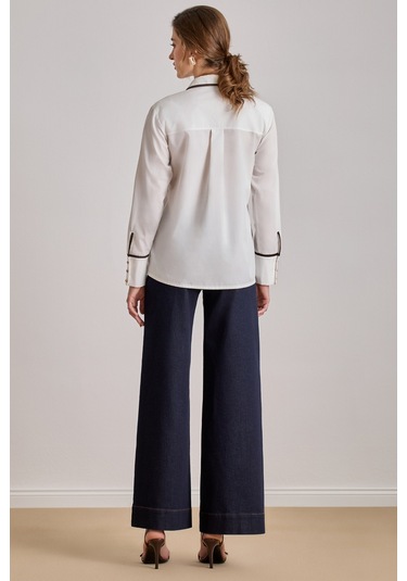 Relax Fit Beyaz Poplin Gömlek Beyaz