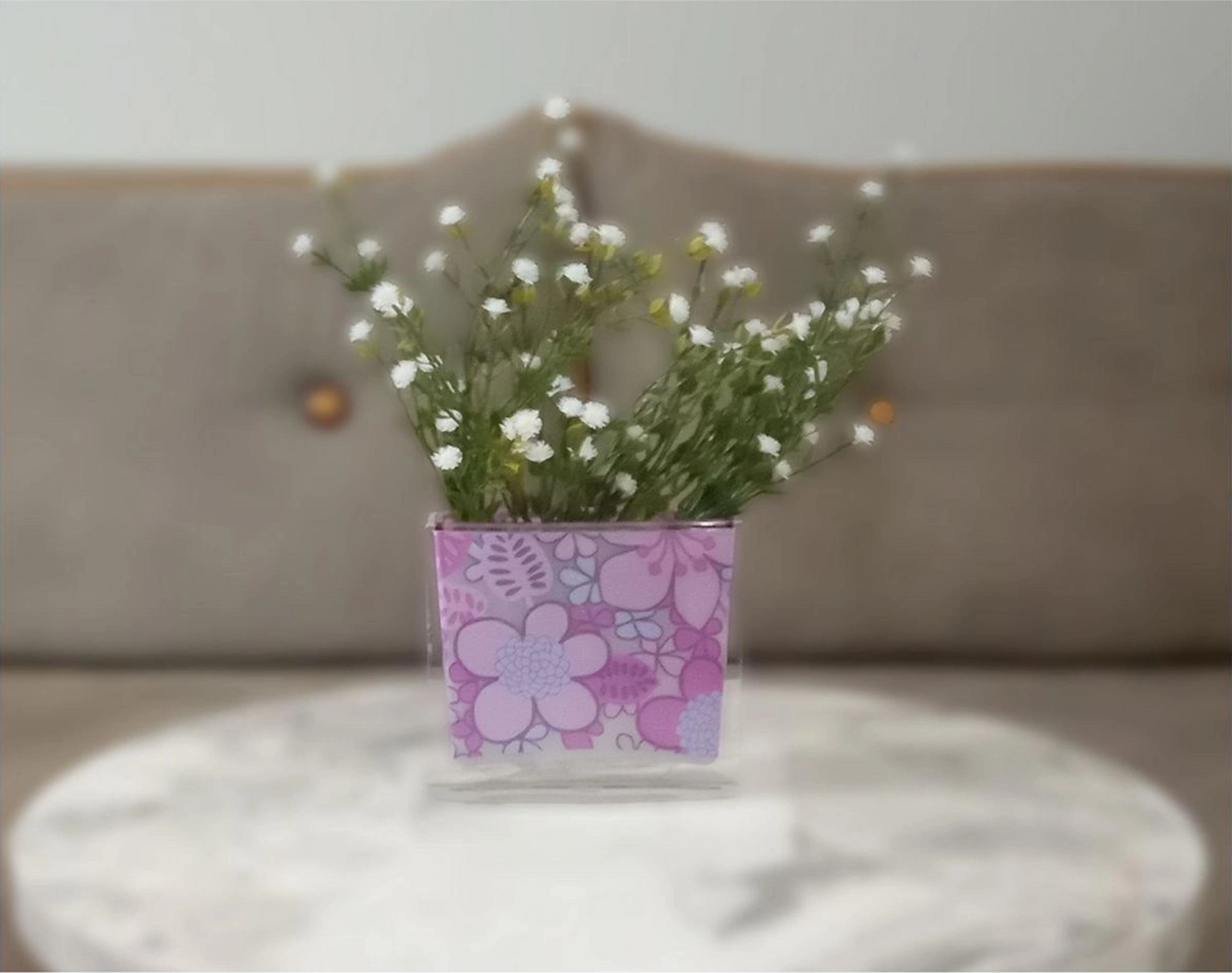 2 Adet Vazo Dahil,vazoda Çiçek,beyaz Yapay Çiçek,vazo Dekoratif Pembe Çiçekli 10x15x3cm Çok Renkli