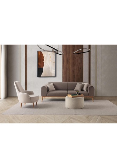 Rebull 3+3+1 Koltuk Takımı Kahverengi + Sütlü Kahve