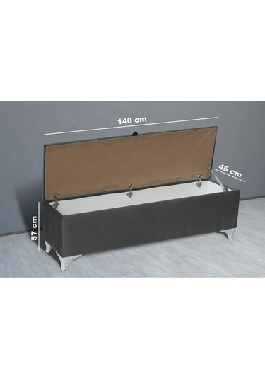 Vetra Chester Model Açık Gri Sandıklı Puf  Kapitoneli Model 140cm Sandıklı Bank