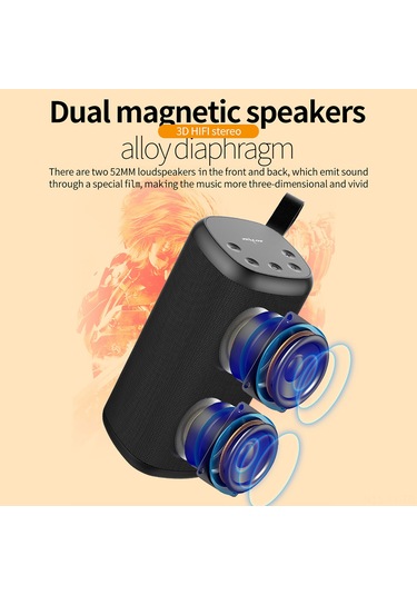 Teltree S35 Taşınabilir Bluetooth Hoparlör, Ipx5 Su Geçirmez, 5wx2 Güç, 1500mah Pil, Radyo Ve Kart Desteği - Siyah