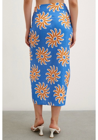 Never More Fırfırlı Desenli Etek Mavi