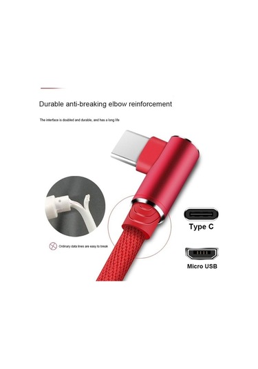 Siyah Naylon Örgü 90 Derece 2.4a Hızlı Şarj Kablosu Android Tip C Usb Veri Kablosu İos Uy Samsung Huawei Xiaomi Cep Kablo 56551913