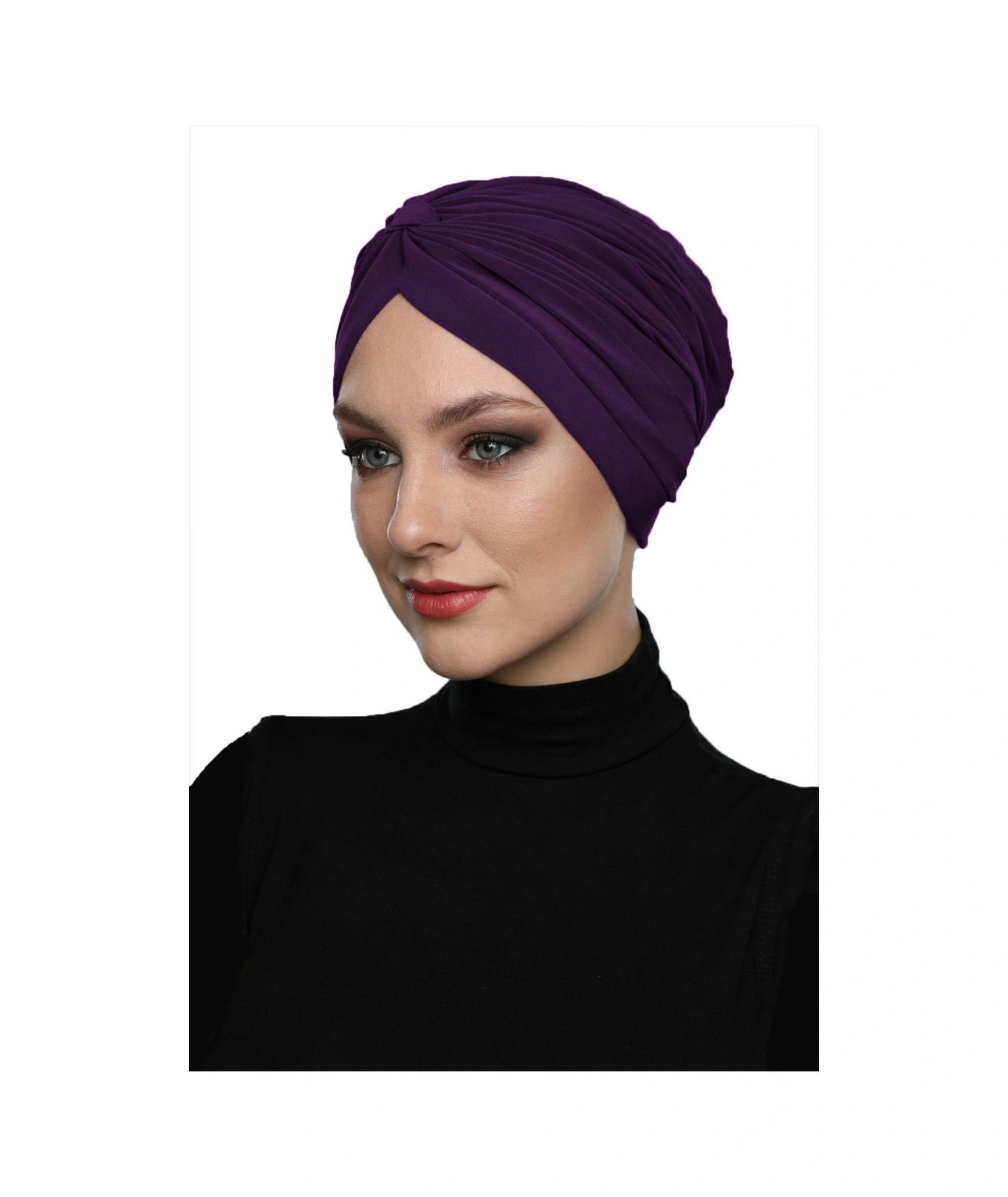 Çapraz Bantlı Mor Hazır Türban Tesettür Havuz Bonesi Mor