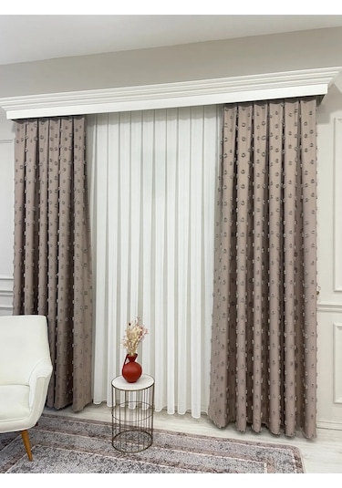 Brillant Carla Puffy Püsküllü Perde İstenilen Tüm Ölçülerde Kahve Kahve Rengi