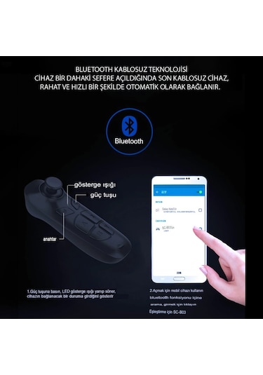 Shinecon Sc-b03 Sanal Gerçeklik Gözlüğü Kumandası - Siyah