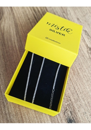 1,5 Mm Taşlı Gümüş Suyolu Choker Kolye Rose Gold
