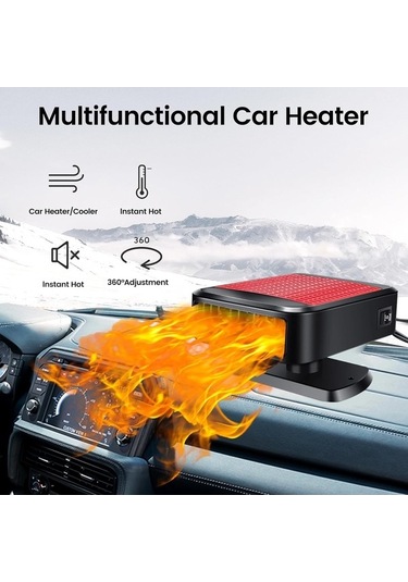 Wondernest 2025 Yükseltmesi Taşınabilir Lichen Isıtıcı, Hızlı Fan, Çözücü Buz Araba Aracı 2'si 12v İçin Siyah
