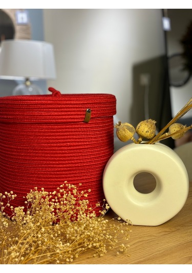 Victor Çok Amaçlı Düzenleyici Kapaklı Sepet,kapaklı Saksılık, Kapaklı Organizer 30x30 - Orta Boy Kırmızı