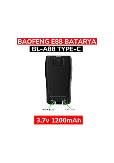 Bl-a88 Type-c Batarya 3.7v 1200mah Baofeng E88 Telsiz Bataryası, E88 Telsiz Pili.