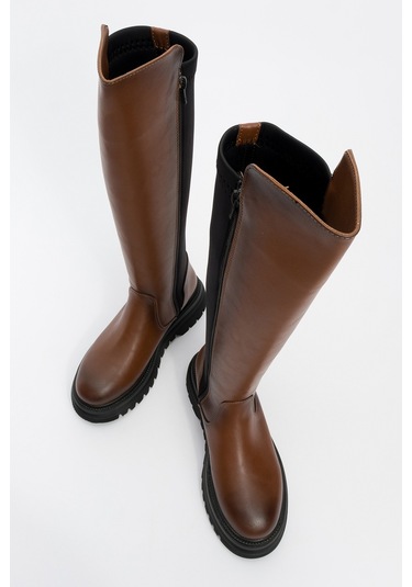 Shadow Taba Streç Detaylı Kadın Çizme Taba
