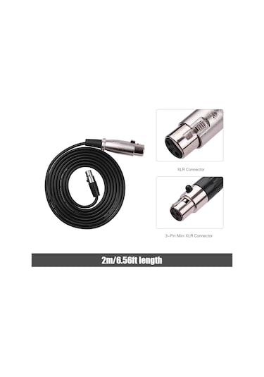 Ruicoo 2m Siyah Mini Xlr Ta3f 转xlr Ses Kablosu - Abs+açık Bakır - Ev/stüdyo/mikrofon Bağlantısı - Gürültü Engeli Ve Dayanıklı