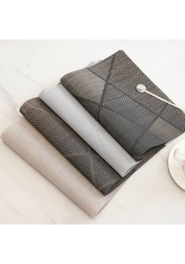 Sones 6 Adet Yaratıcı Çevre Dostu Basit Masa Örtüsü Kahve Kupası Altlığı, Boyut: 30x45cm Bej