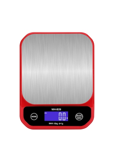 Yaozixa Weiheng 10kg Hassas Mutfak Terazisi - 5 Ölçü Birimli, Şarj Edilebilir, Su Geçirmez, Kolay Temizlenir Kırmızı
