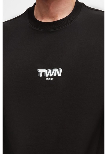 Twn Relaxed Fit Baskılı Erkek Sweatshirt 2ECE25ORT2791 - Siyah