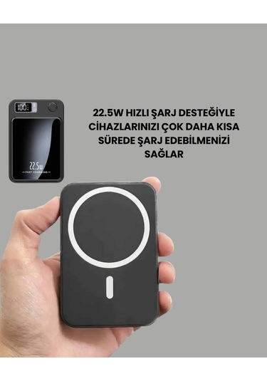 20w Pd Ve 15w Manyetik Kablosuz Şarj Destekli Taşınabilir Powerbank Çok Renkli