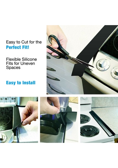 Yaozixa 2 Adet Yapışkan Silikon Ocak Koruyucu Şerit - Isıya Dayanıklı Ve Kaymaz Mutfak Aksesuarı Diğer