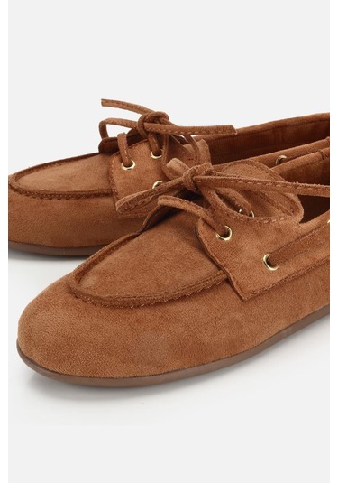 Yaya Kadın Taba Süet Bağcık Detaylı Loafer