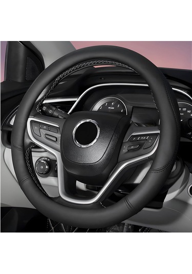 Yifomall 38cm Siyah Deri-silikon Araba Direksiyon Kılıfı - Kaymazsız, Nem Geçirir, Evrensel Uyum Otomobil, Suv, Karavan Siyah