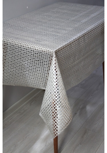 Pvc Şeffaf Kaplama Silinebilir Masa Örtüsü Örgü Hasır Altın