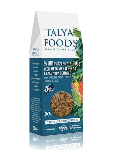 Talya Filizlenmiş Yeşil Mercimek ve Kinoa Kale Şehriye 200 G