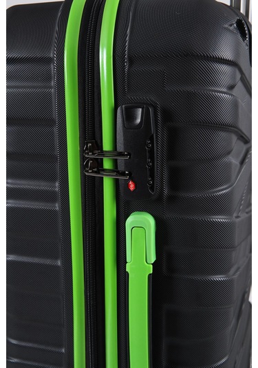 Ççs Nc-092 Abs Orta Boy Valiz Siyah-yeşil Siyah - Yeşil