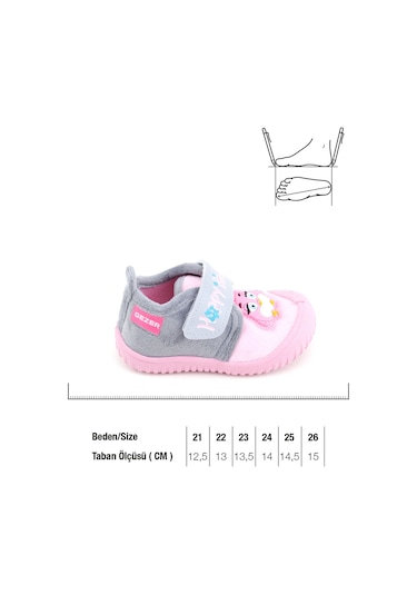 Gezer Kışlık Cırtlı Ayarlanabilir Rahat Taban Happy Birds Bebe Kız Panduf Ayakkabı Ga2kbm.03364.00.3g5.b42 Pembe