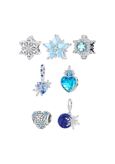 Bsc512 Kış Kar Tanesi Dıy Bilezik Boncuk Noel 925 Gümüş Boncuk Aksesuarları Çok Renkli