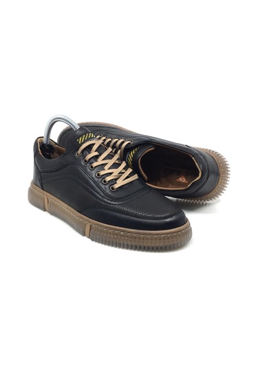 %100 Hakiki Deri Rahat Ortopedik Erkek Günlük Sneaker Spor Ayakkabı Yeni Sezon 39-44 Siyah