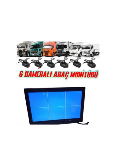 10 İnç 6 Kanallı 6 Kameralı Araç Monitörü Twogo Go-6006