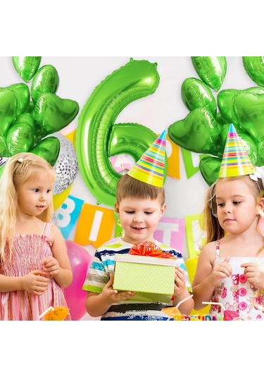 6 Rakam Açık Yeşil Folyo Balon 32-34" Inc 82 Cm