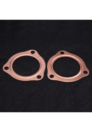 Kosona 2 Adet Bakır 2.5 İnç Üç Delikli Egzos Manifold Gasket - Dayanıklı, Yeniden Kullanılabilir, Direk Değişim