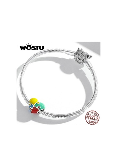 Wostu 925 Ayar Gümüş Charm Aşk Yapboz Renkli Boncuk Kolye Fit Bilezik Kolye Kadınlar Takı İçin, Seçenekler: 925 Silver Wostu 925 Ayar Gümüş Charm Aşk Yapboz Renkli Boncuk Kolye Fit Bilezik Kolye Kadınlar Takı İçin, Seçenekler: 925 Silver