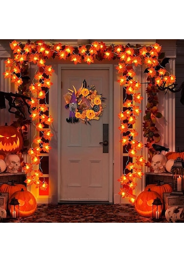 Şükran Günü Dekorasyonu Aydınlatır Sonbahar Çelenk Akçaağaç Yaprağı Fenerler Kapalı Tatil S Aile Partisi Cadılar Led Işık 56671465 Diğer