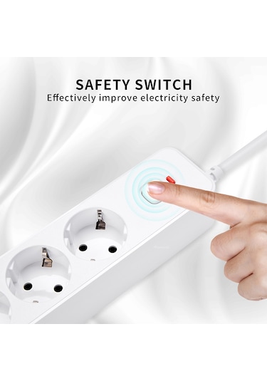 H-01 Hızlı Şarj İstasyonu 3000w 3'lü Priz 2 Metre Uzatma Kablosu