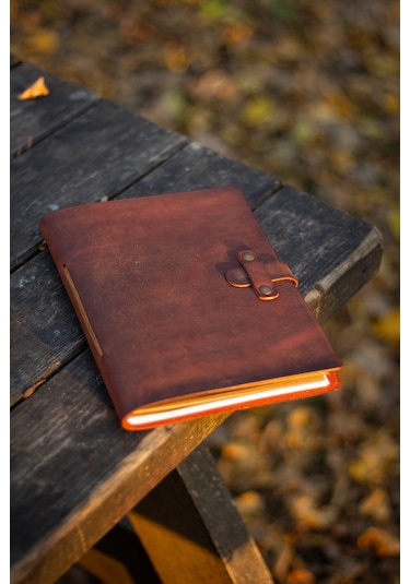 Kişiye İsme Özel Hakiki Deri A5 Defter / Ajanda Rose