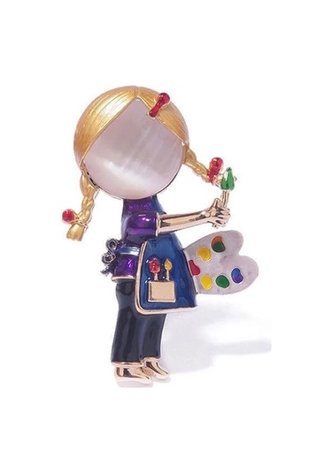 Padalink Пурпурная Брошь С Дизайном Ангела Из Сплава И Страз Украшение Для Девушек И Детей Pembe