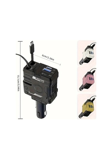 Boatshop1 Yıtumu Beyaz 31.5 İnç Teleskopik Araba Şarj Cihazı 66w 4ü 1 Arada Ultra Hızlı Şarj 2 Usb Portlu Pixel Galaxy Samsung Uyumlu