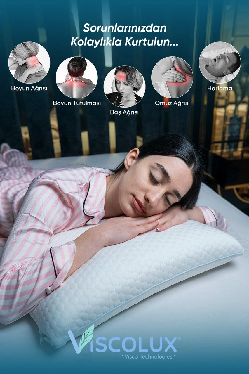 Anadolu Tombul Ortopedik Yastık - Baş Ağrısı Önleyici Klasik Visco Yastık 60x40x15 Mavi
