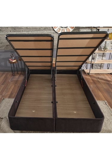 Nironyatak Niron Ela Baza Ve Başlık Seti 150X200 Cm Çift Kişilik Siyah Kumaş