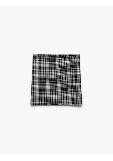 Koton Viskon Karışımlı Ekoseli Etek Siyah Ekose 6wkg70005ak Siyah Ekoseli