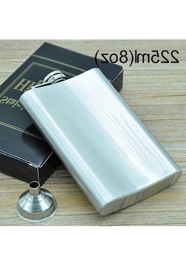 Ganzhoushop Vahşi Tipi Taşınabilir Spor Seyahat Paslanmaz Çelik Matara Hava Geçirmez Kapaklı Ev El Cep 225ml Xe Gümüş