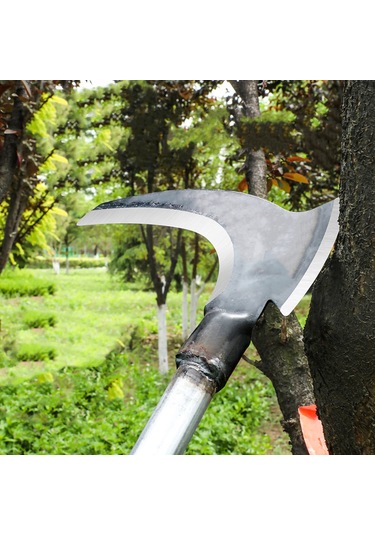 Reedark Yüksek Dayanımlı Manganez Çelik Çift Bıçaklı Uzun Saplı Çim Biçme Orak - Ağaç Kesme Ve Balta İşlevli Çok Amaçlı Tarım Aleti