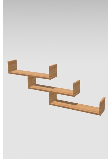 Ahşap Dekoratif Duvar Rafı Üçlü