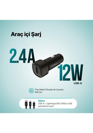 Ttec Smartcharger 2.4a Araç Şarj Aleti + Trio Kablo