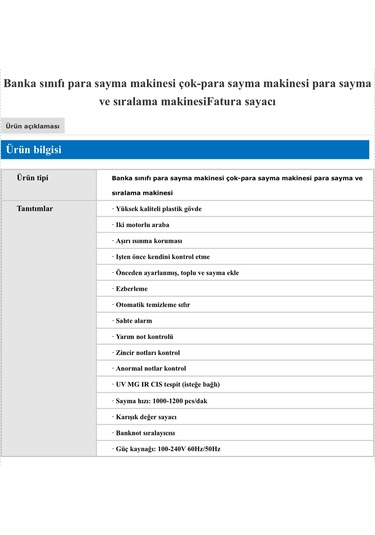 Plus Gold Mix Ofis Tipi Para Sayma Makinesi Karışık Sayma