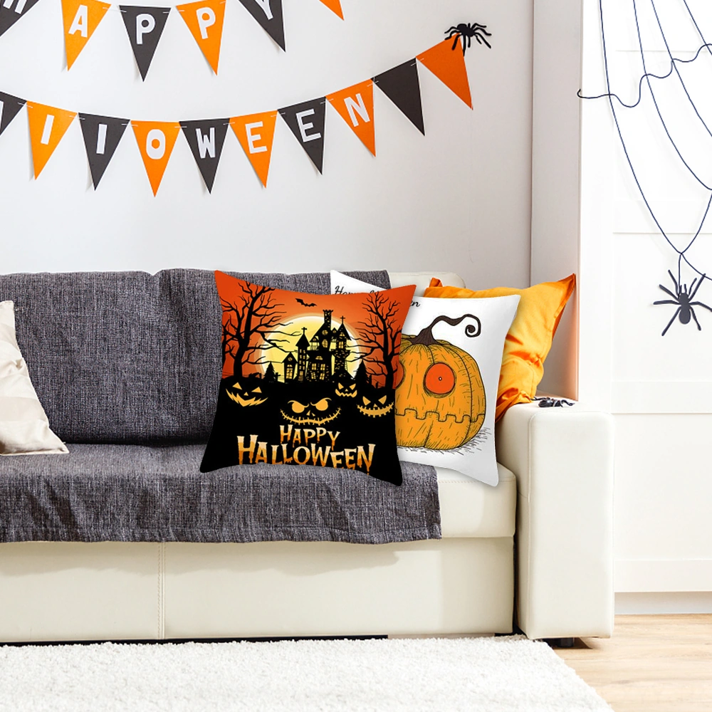 Yaleker Halloween Dekoratif Kumaş Yastık Kılıfı - Kelebek, Ay, Kedi Desenli, Pembe Deri Kadife, Ev Araba Partisi İçin, 45x45cm, Kombinasyon 12 Diğer